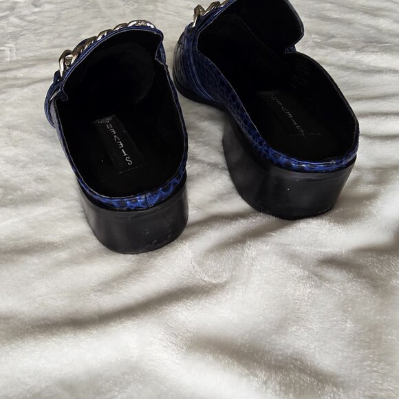 Steven by Steve Madden Swanki Blue Croc Chain Loafer Mules - Picture 4 of 10